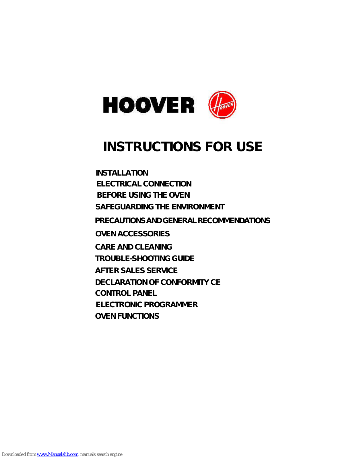 Hoover HOC Instruction Manual