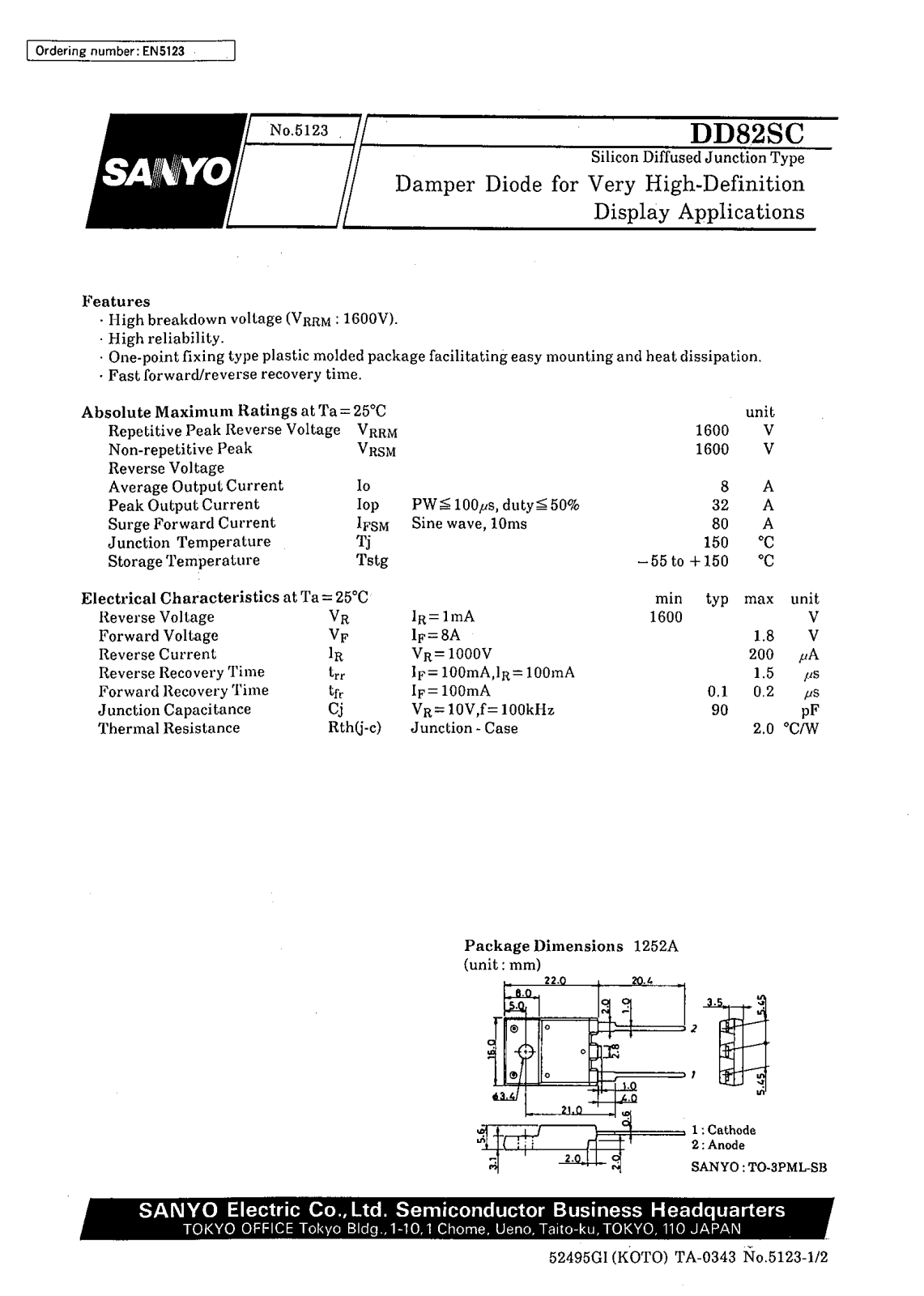 SANYO DD82SC Datasheet