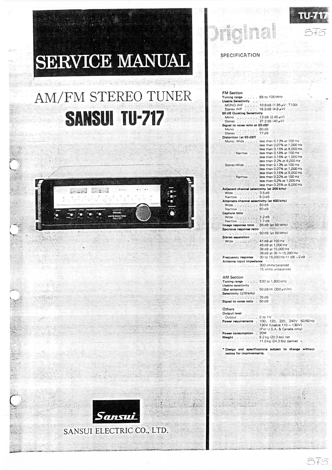 Sansui TU-717 Service manual