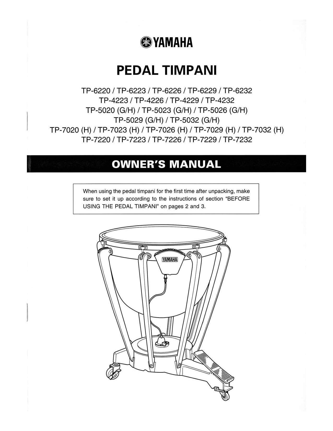 Yamaha TP-7032, TP-5029, TP-7020, TP-5032, TP-7029 User Manual