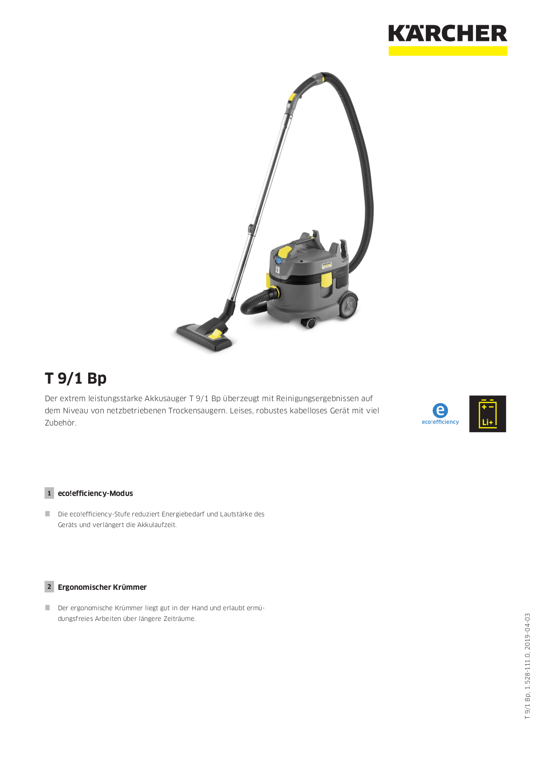 Kärcher T 9-1 Bp User Manual