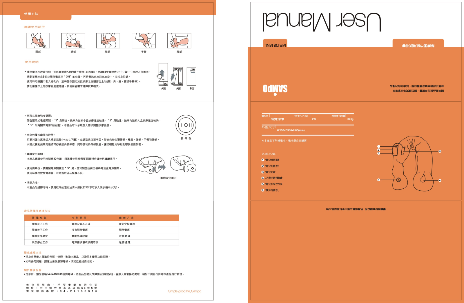 SAMPO ME-D815NL User Manual