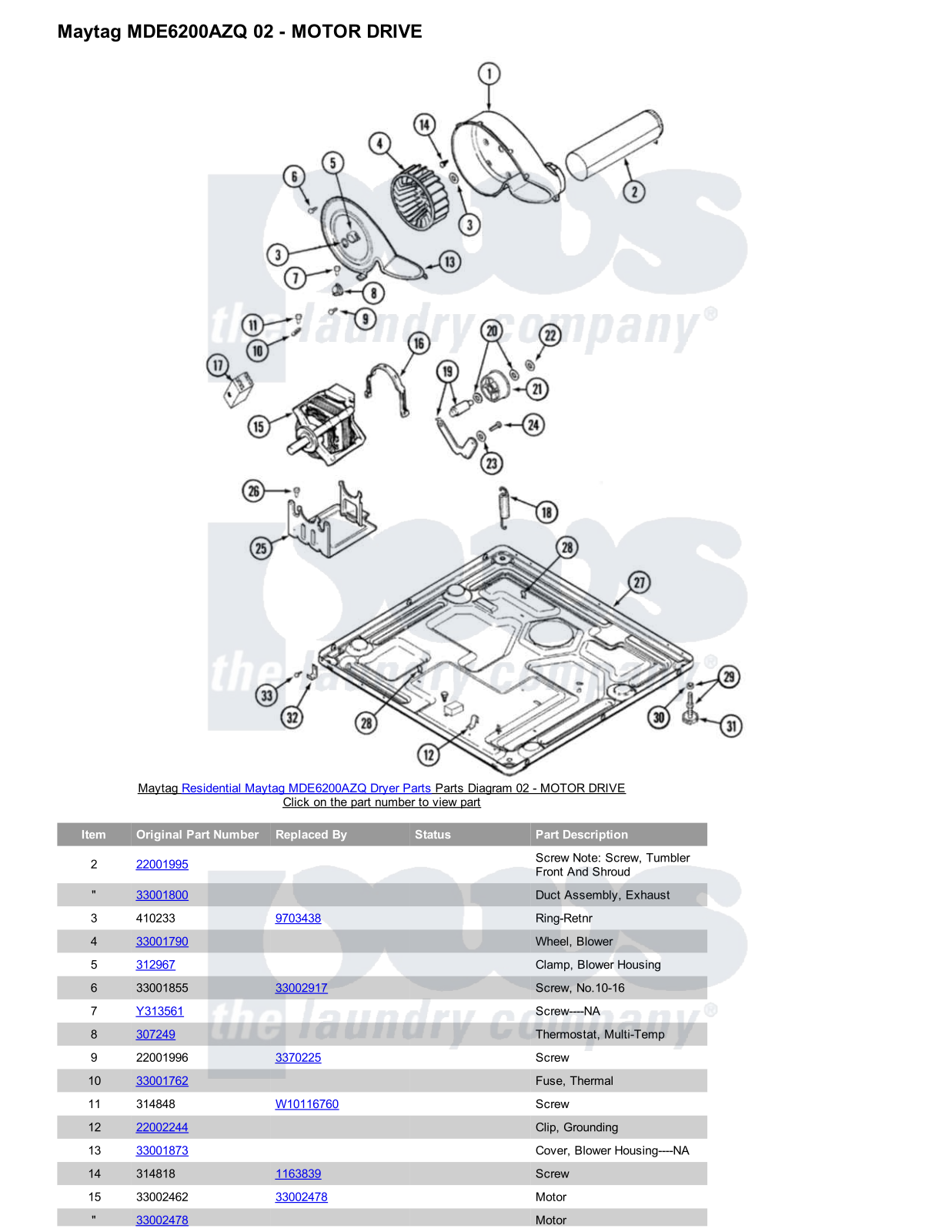 Maytag MDE6200AZQ Parts Diagram