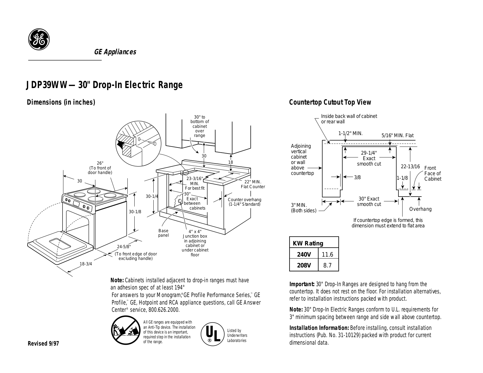 GE JDP39WW User Manual