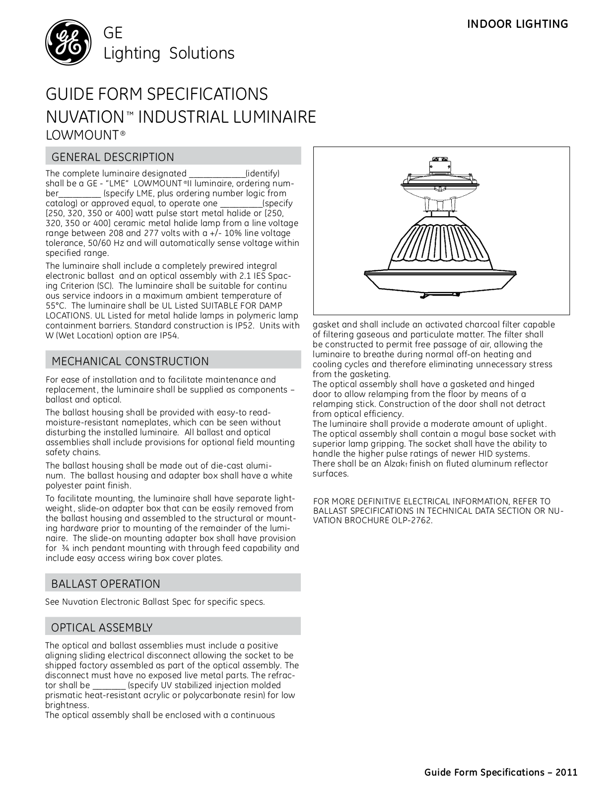 GE LME Specification Sheet