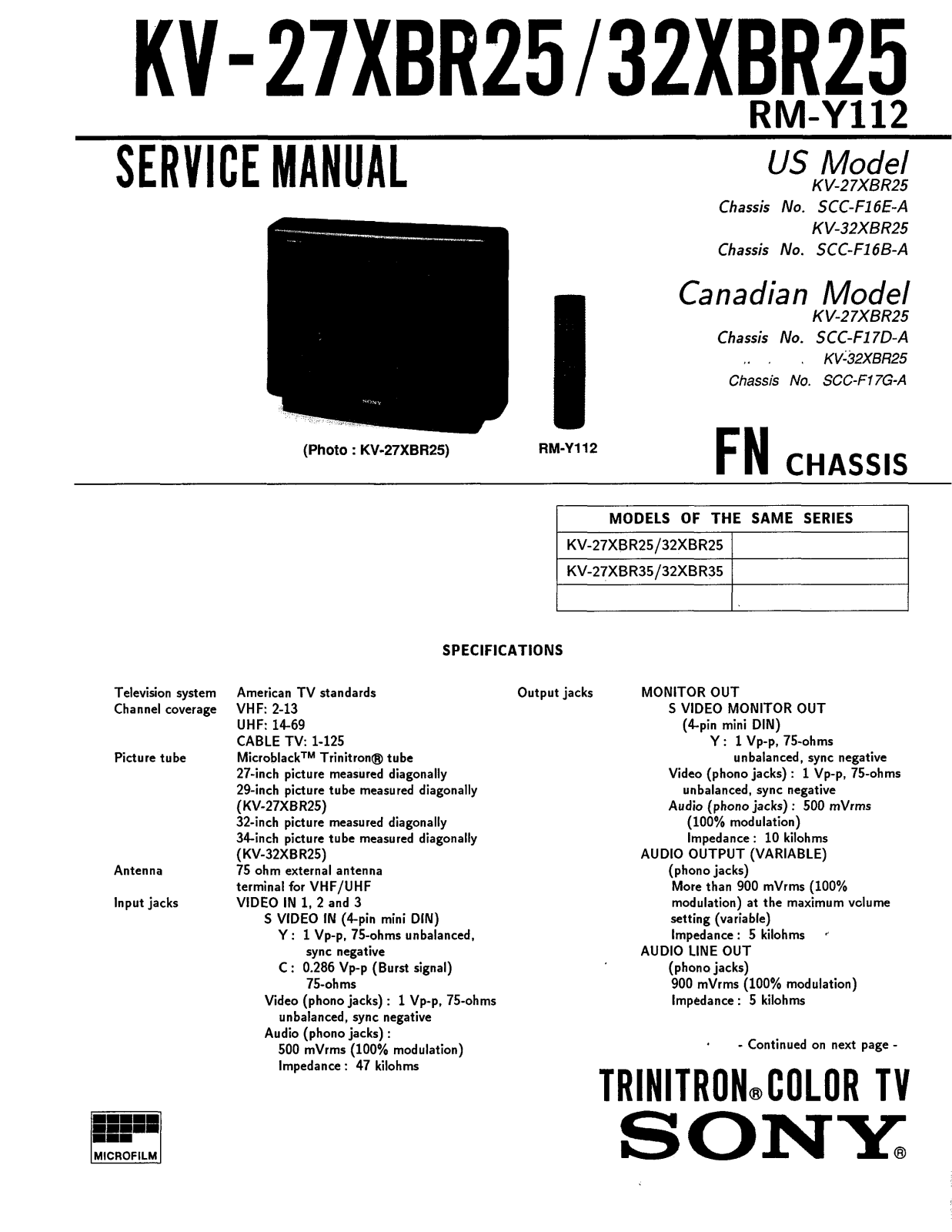 Sony kv27xbr25 schematic