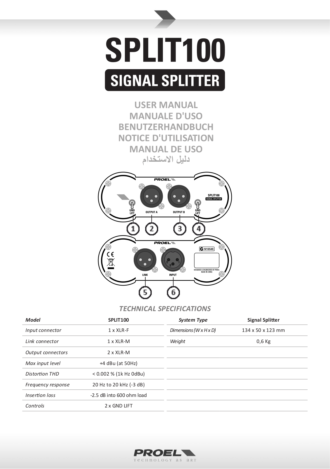 Proel SPLIT100 User Manual