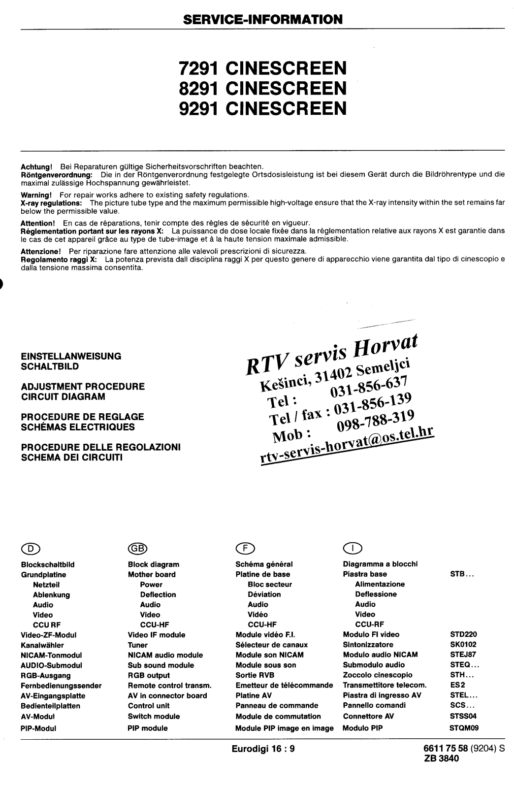 ITT 7291, 8291, 9291 Schematic