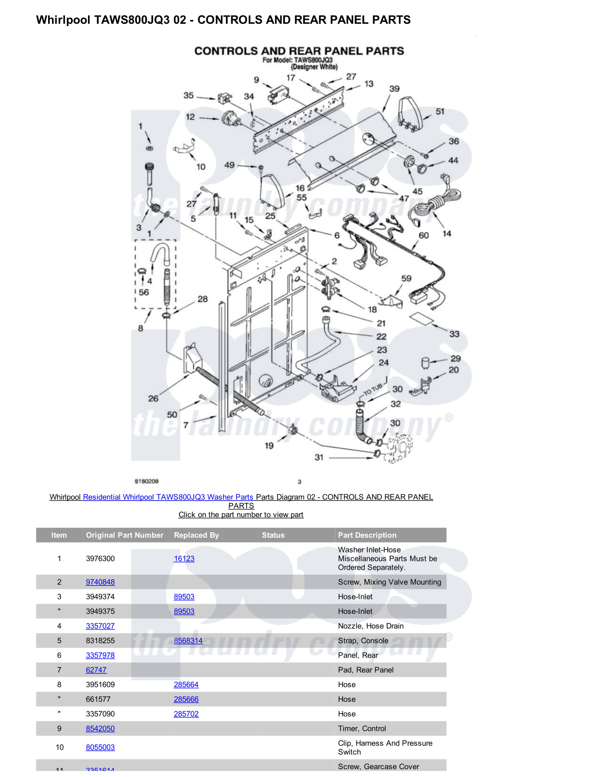 Whirlpool TAWS800JQ3 Parts Diagram