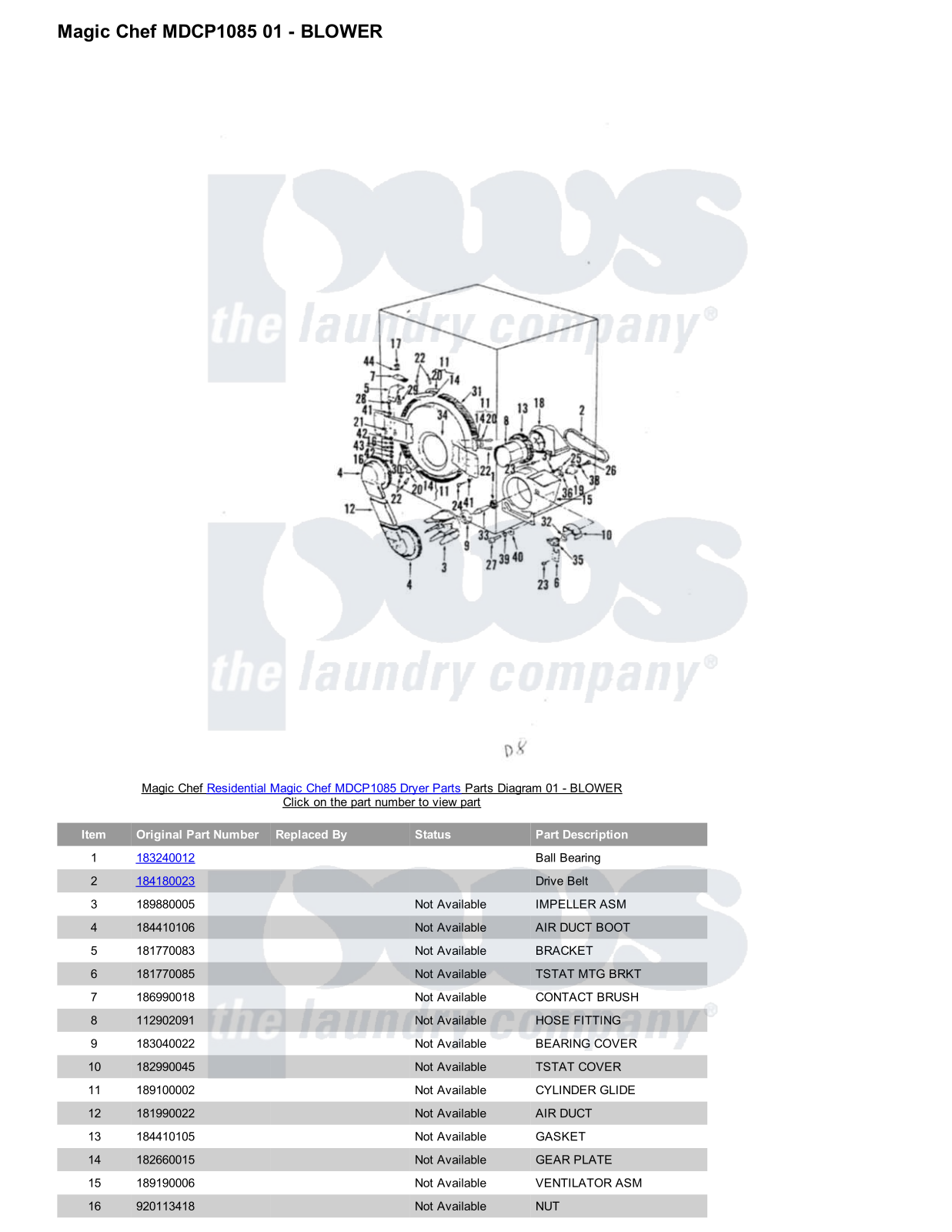 Magic Chef MDCP1085 Parts Diagram