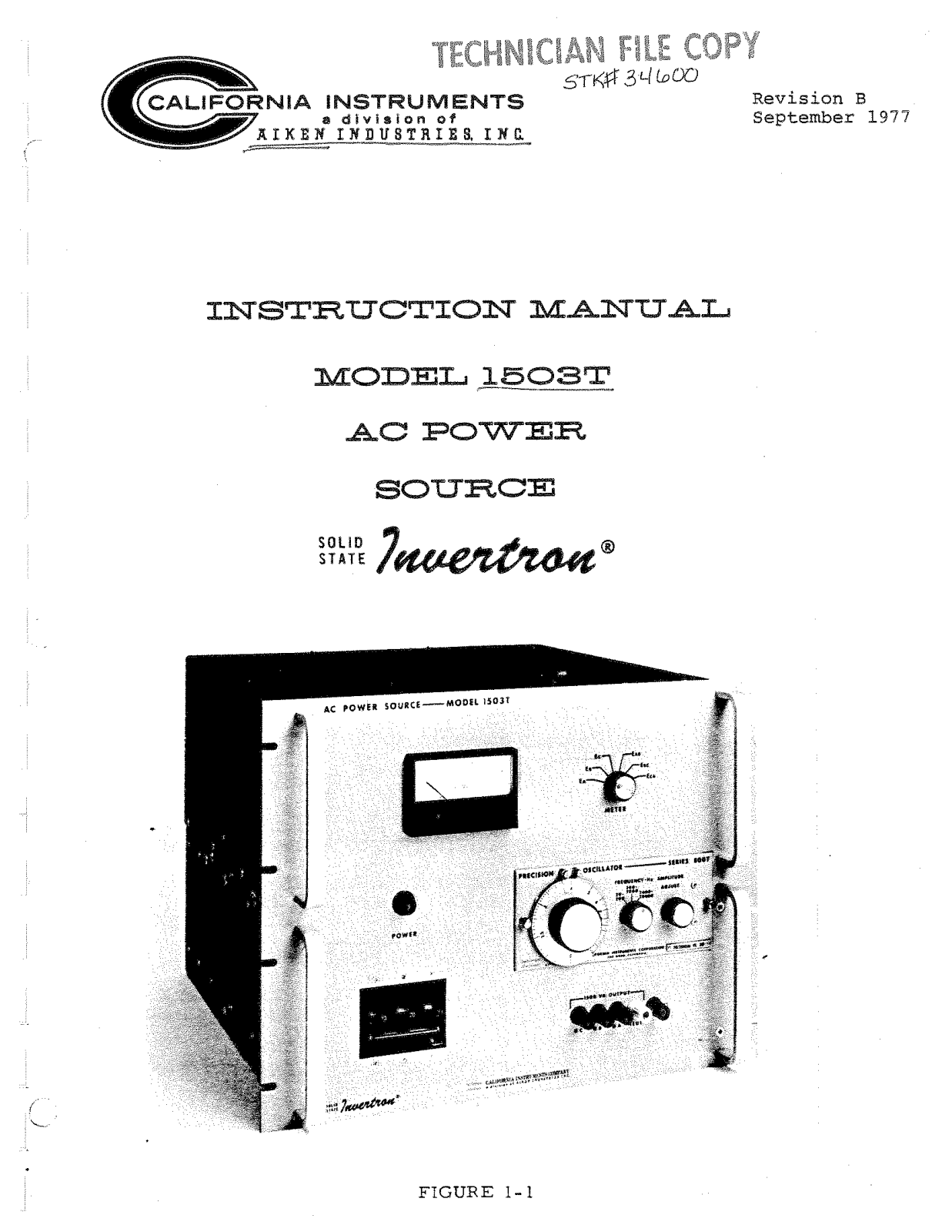 California Instruments 1503T Service manual