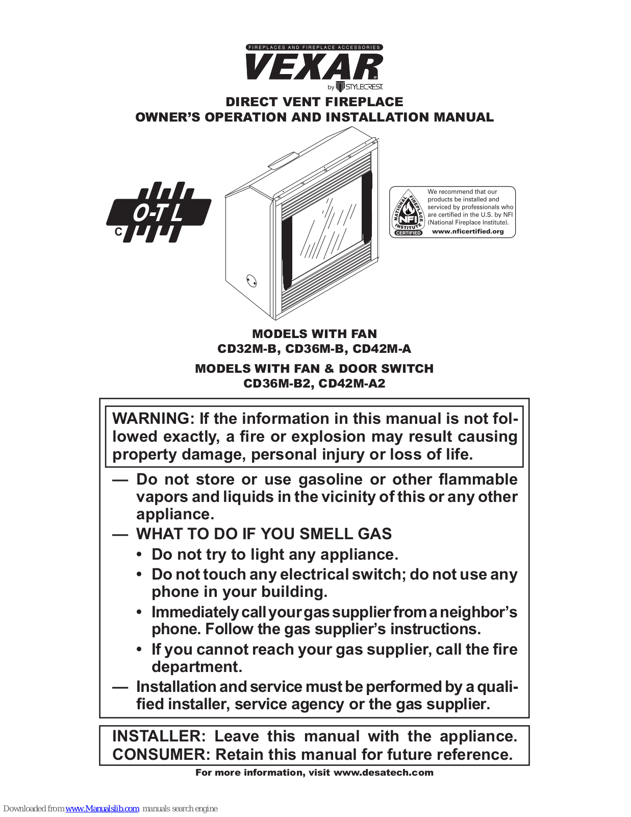 Vexar CD36M-B, CD42M-A, CD36M-B2, CD42M-A2 Owner's Manual