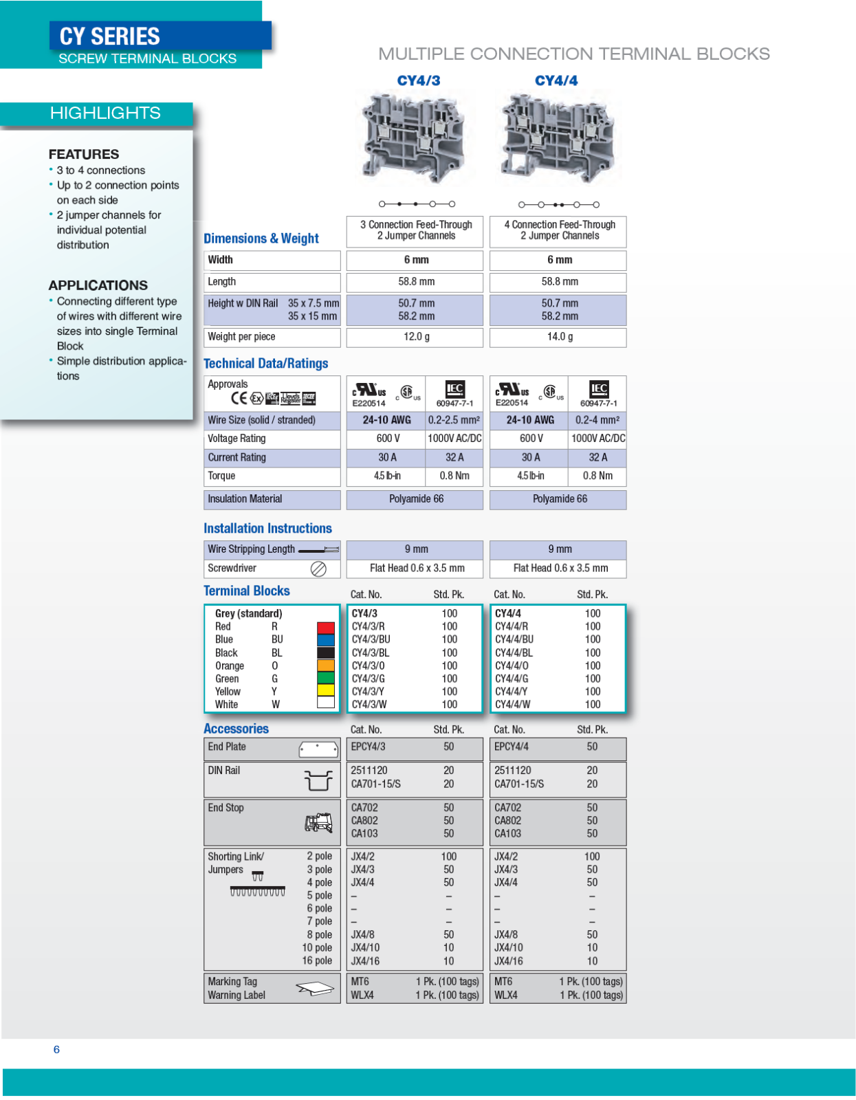 Altech CY4/4, CY4/3 Catalog Page