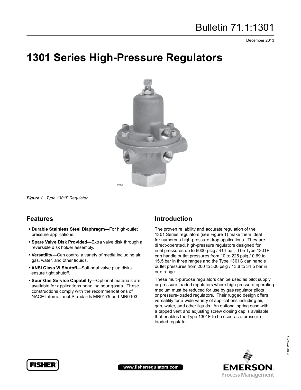 Emerson 1301, 1301F, 1301G Data Sheet