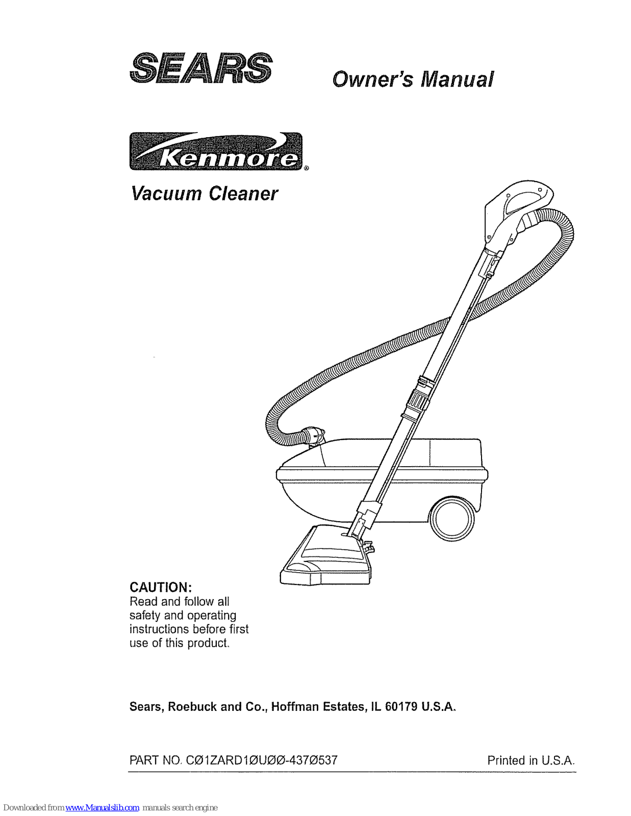 Kenmore Sears, C*1ZARD1*U**-437 Owner's Manual - ManualMachine.com