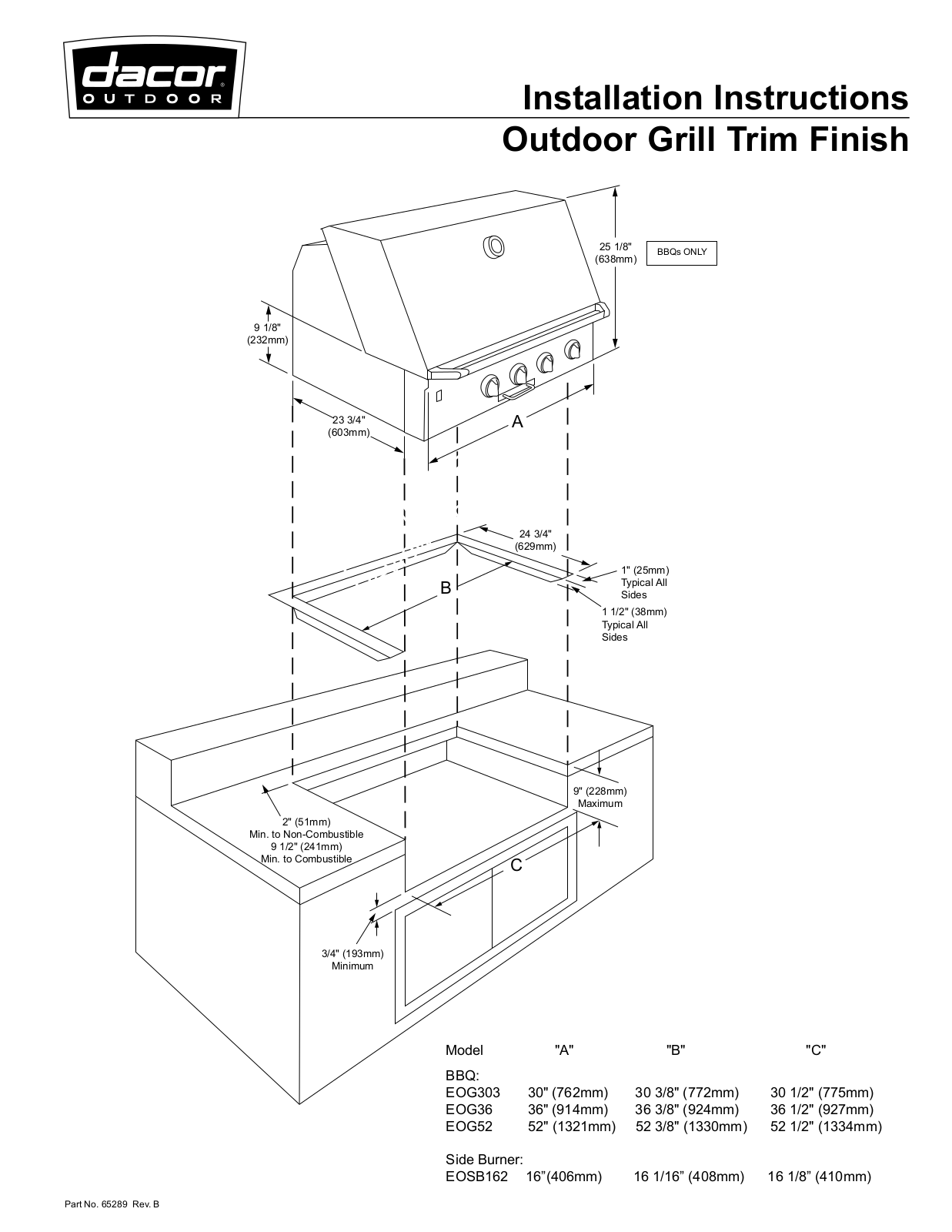 Dacor EOG303, EOSB162 User Manual