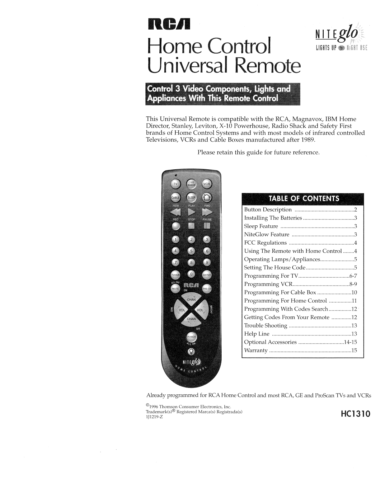 X10 RC1310 User Manual