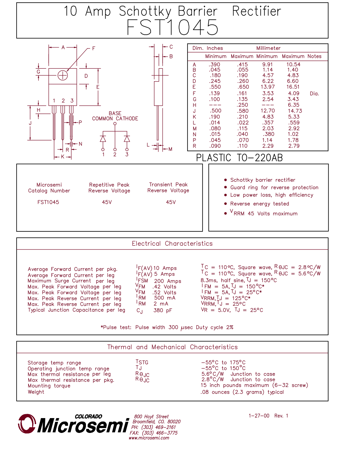 Microsemi Corporation FST1045 Datasheet