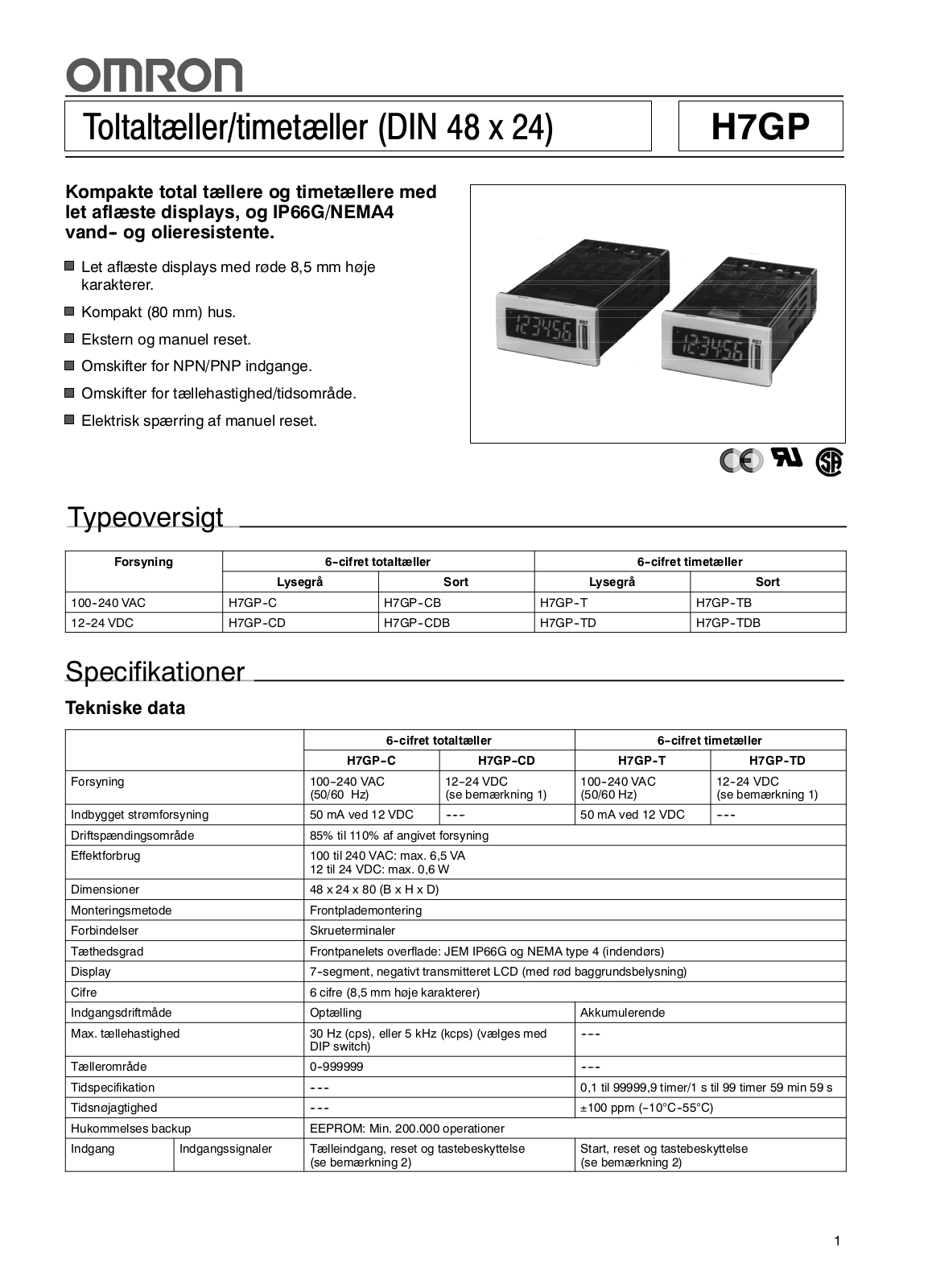 Omron H7GP DATASHEET