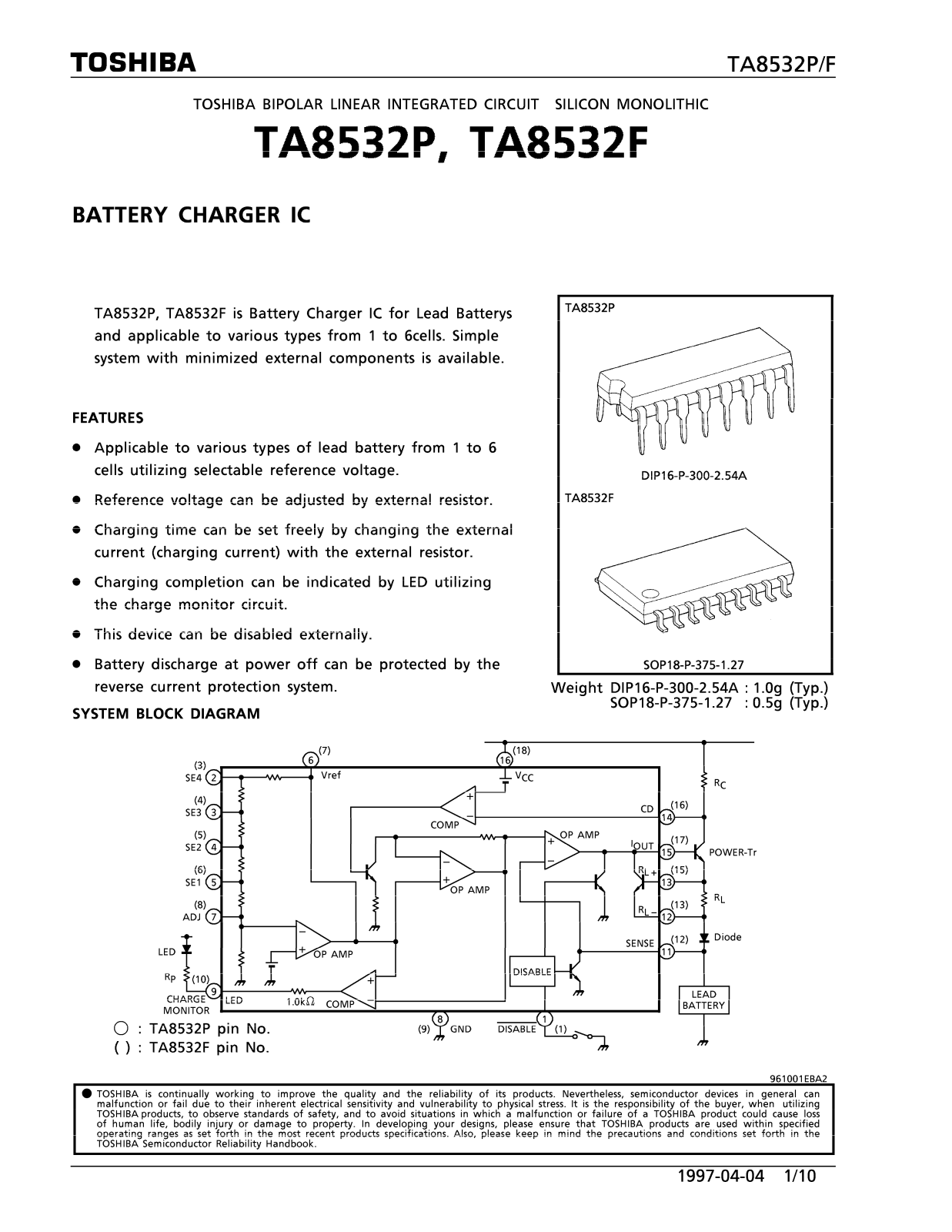 Toshiba TA8532F Datasheet