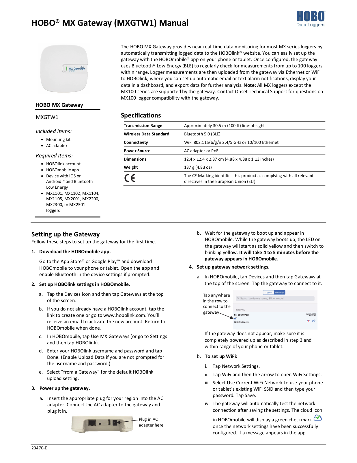 Hobo MX, MXGTW1 Series Manual