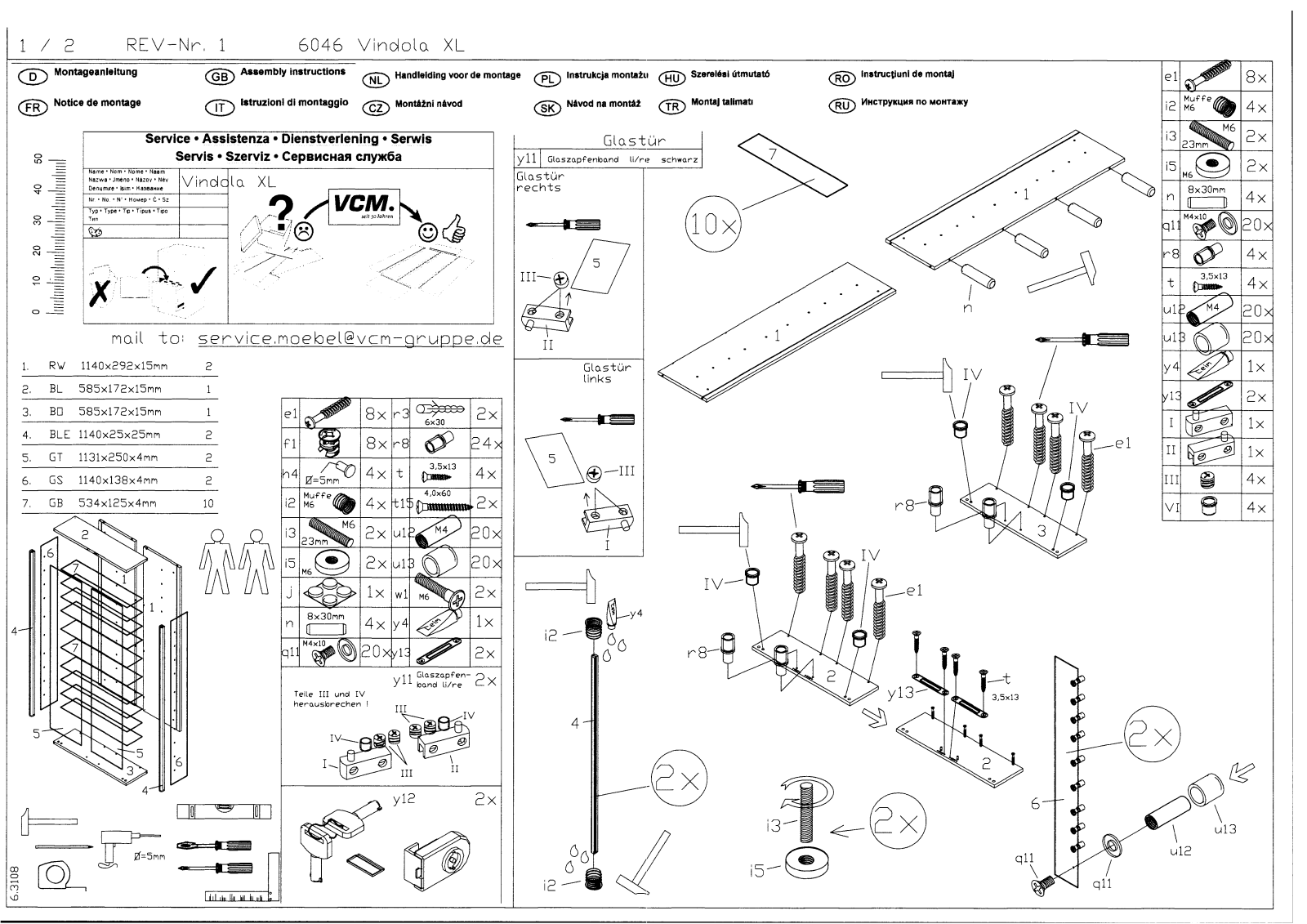 VCM Vindola XL Instruction Manual