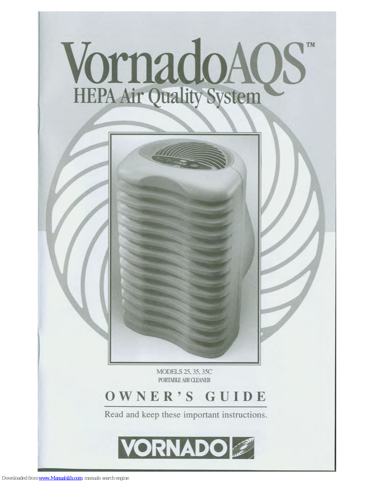 Vornado VornadoAQS 35C, VornadoAQS 35, VornadoAQS 25 Owner's Manual