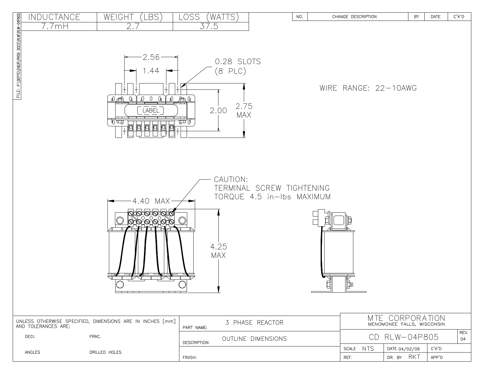 MTE RLW-04P805 CAD Drawings