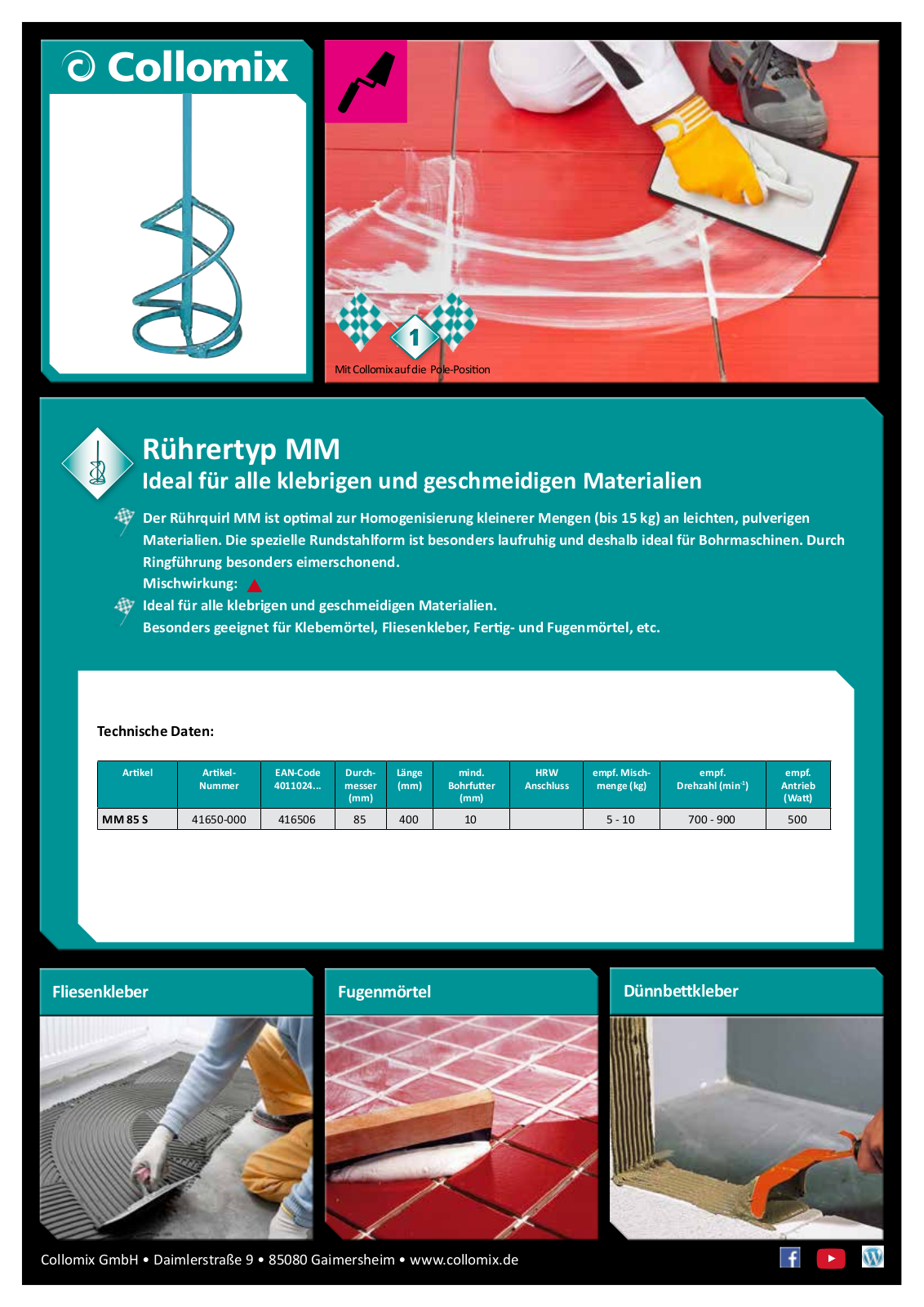 Collomix MM 85 S User Manual