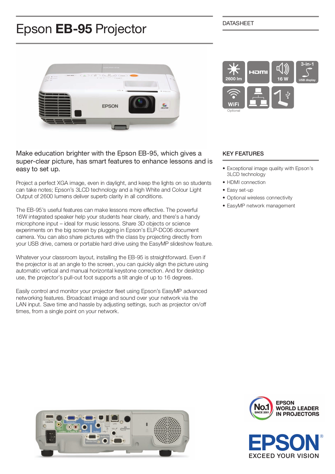 Epson EB-95 Product Sheet