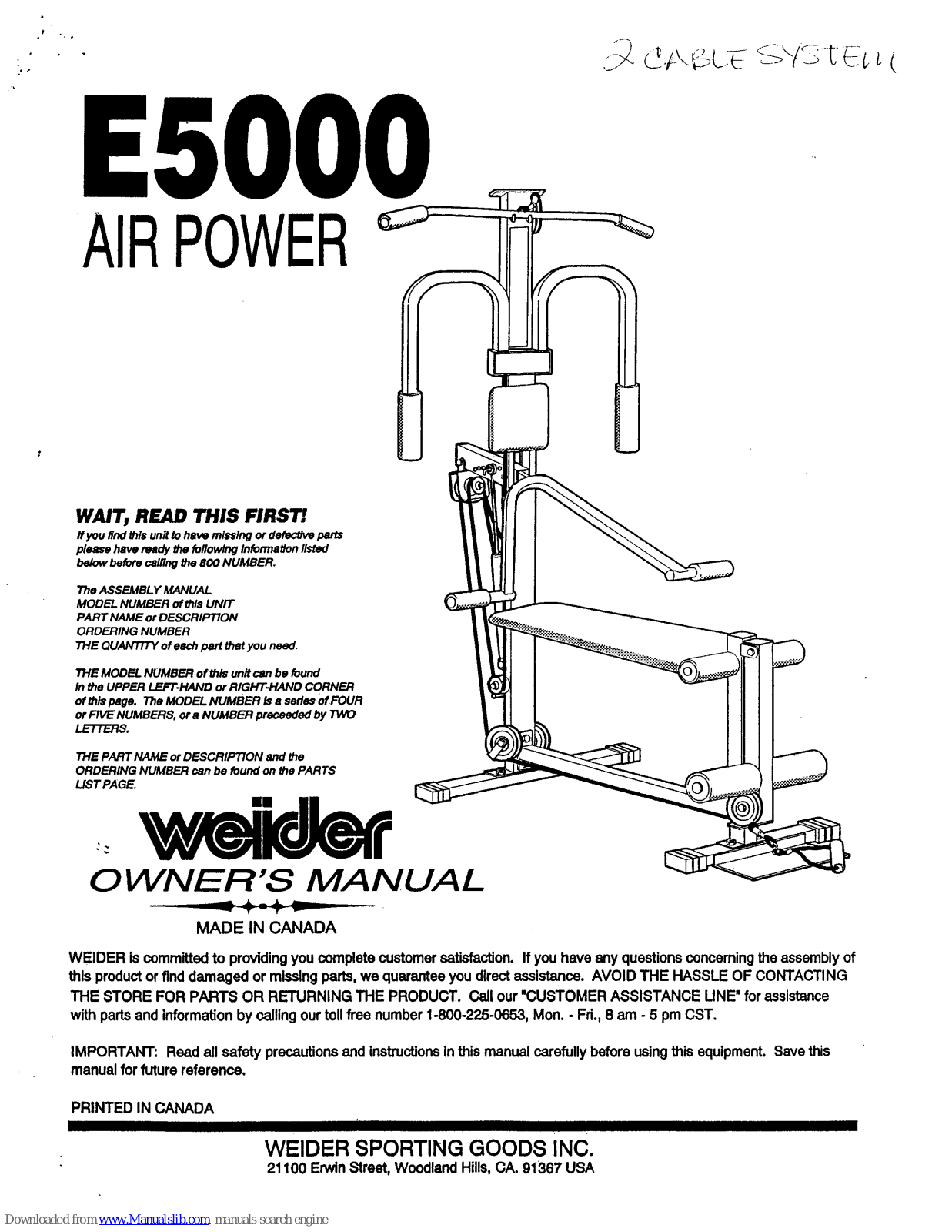 Weider E5000 Owner's Manual - ManualMachine.com