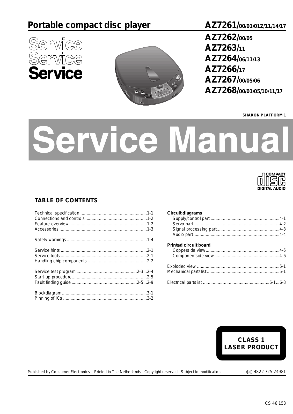 Philips AZ72 Service Manual