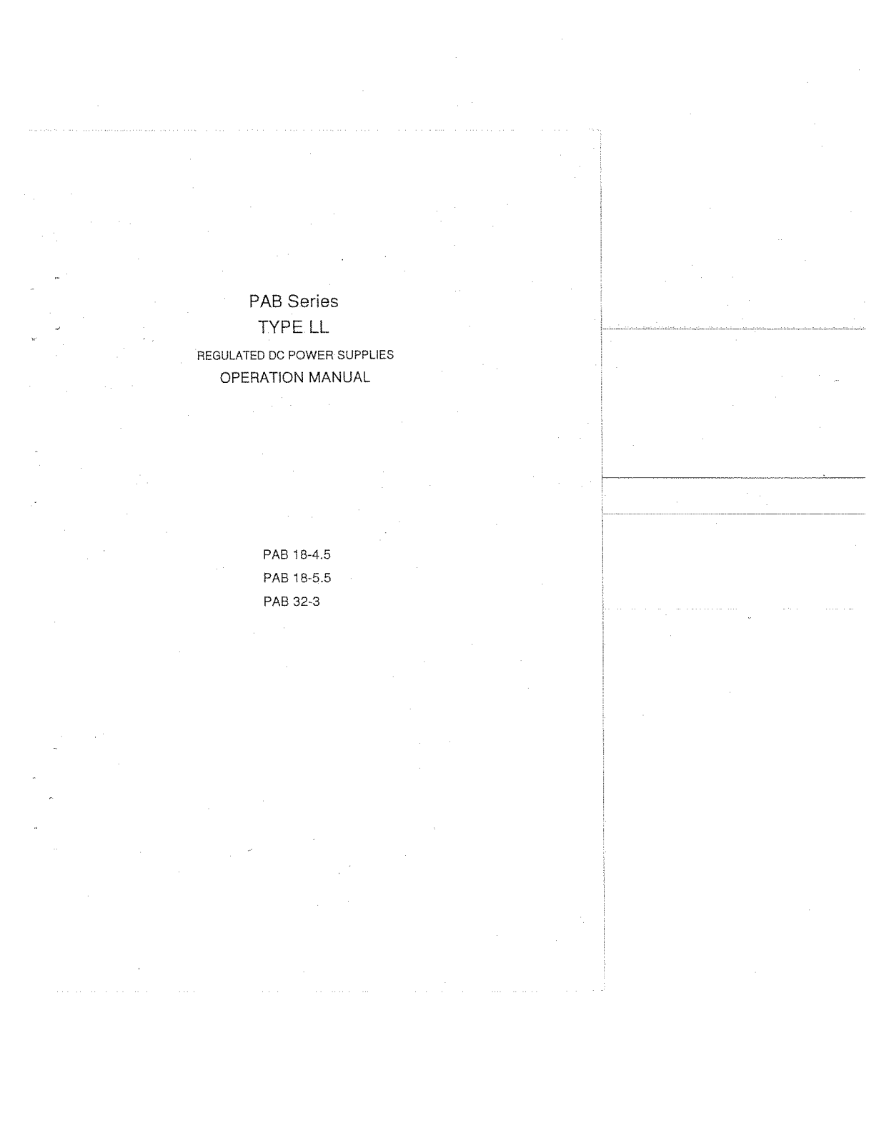 Kikusui Electronics Corporation PAB 18-4.5, PAB 18-5.5, PAB 32-3 User Manual