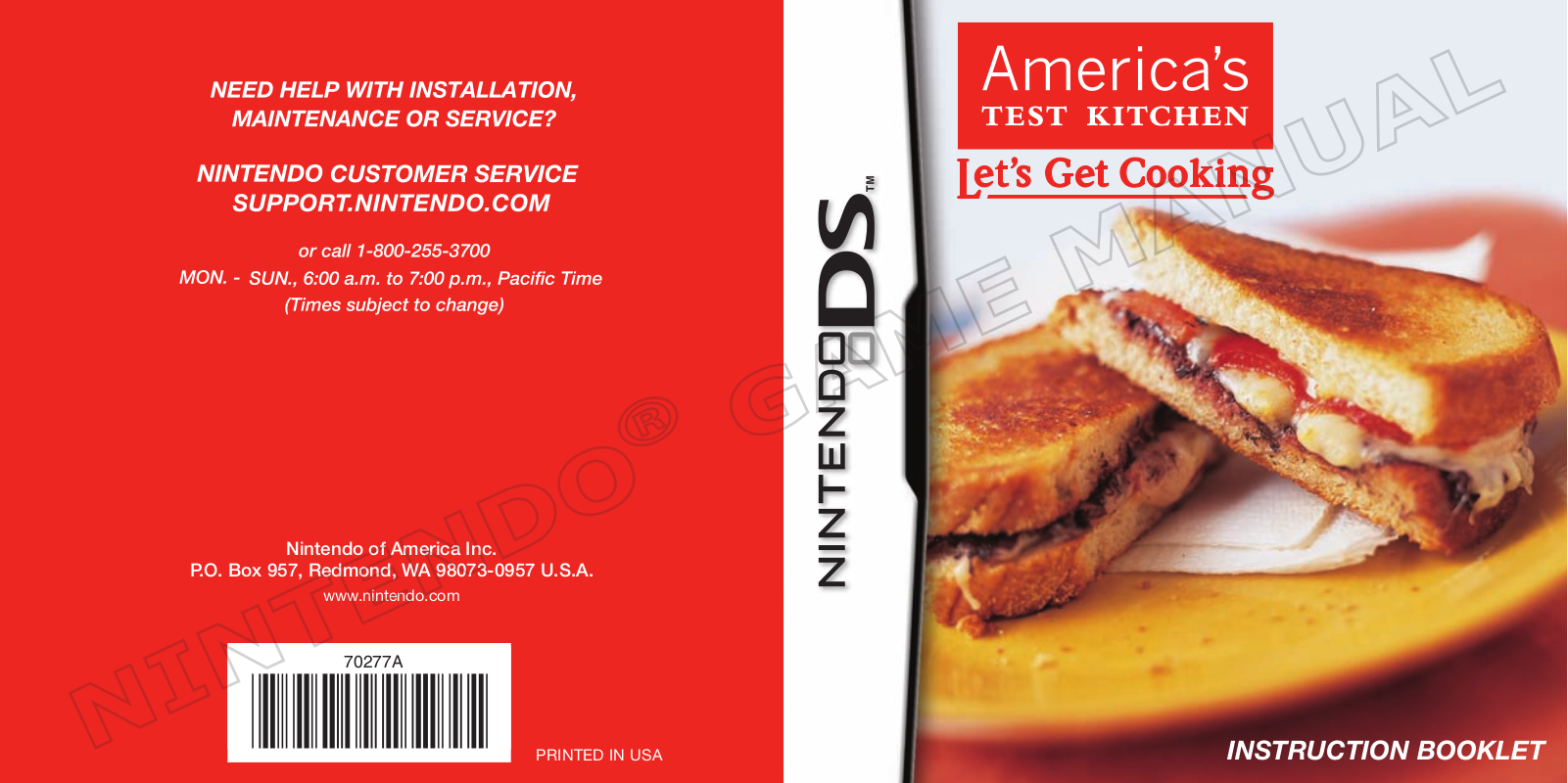 NINTENDO DS America's Test Kitchen: Let's Get Cooking User Manual