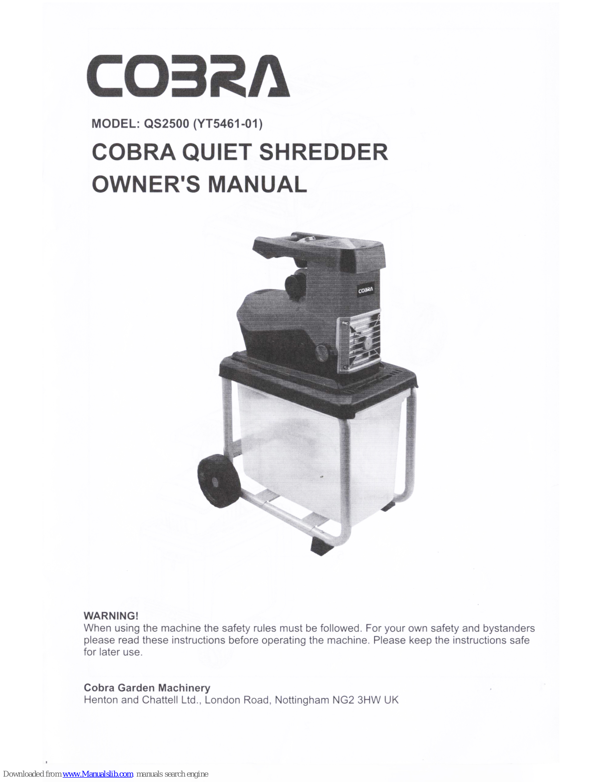 Cobra QS2500, YT5461-01 Owner's Manual