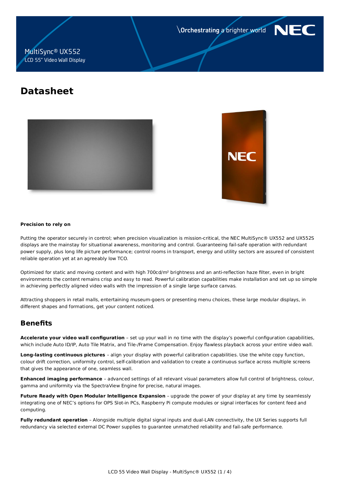 NEC UX552 Data sheet