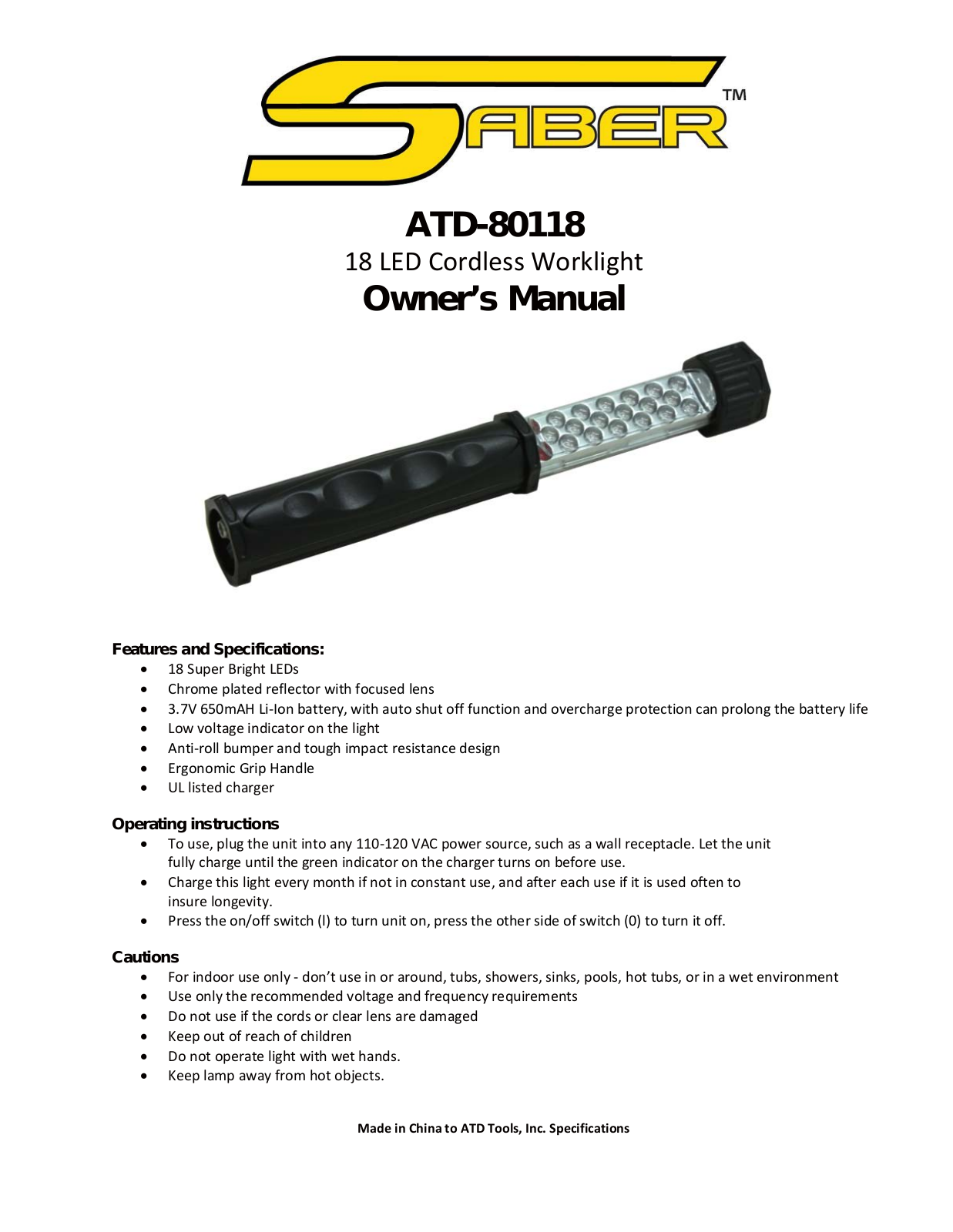 ATD Tools ATD-80118 User Manual