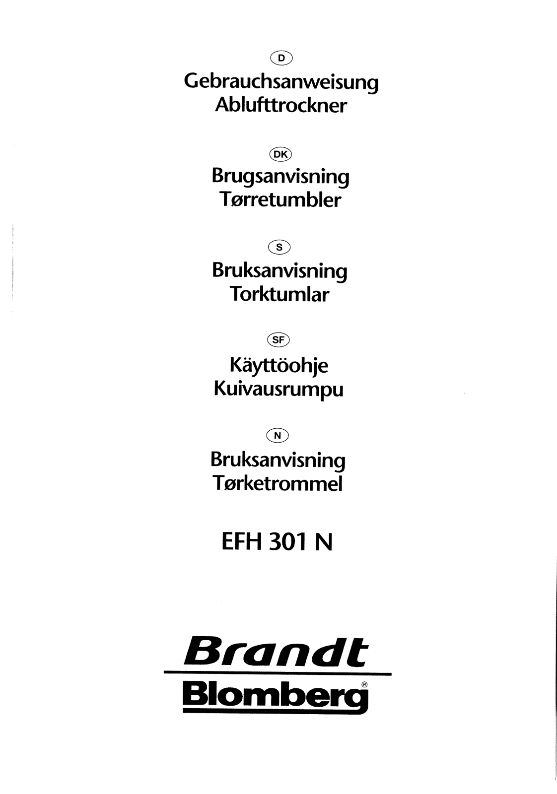 BRANDT EFN301N User Manual