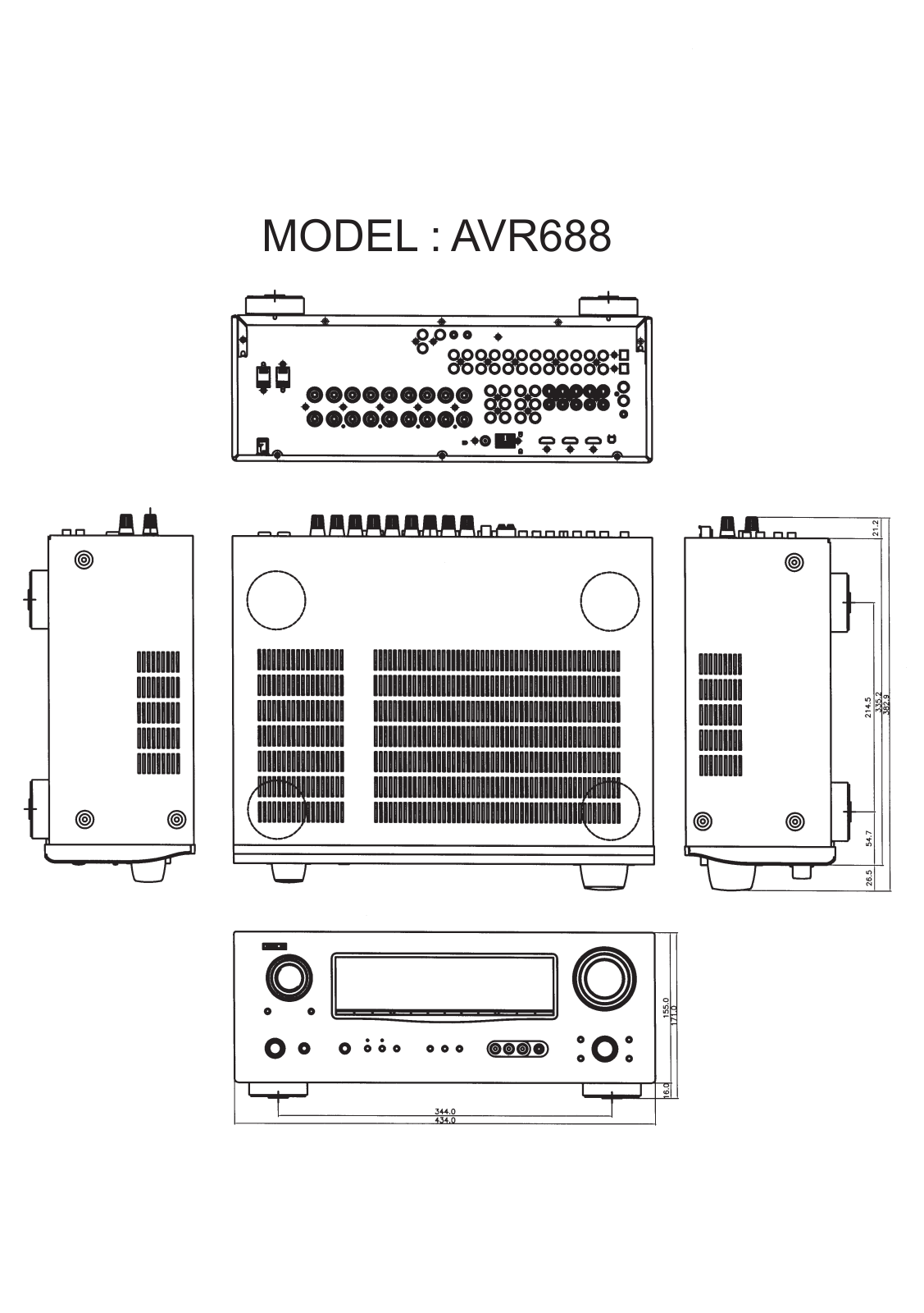 Denon AVR 688 - AV Receiver, AVR688 Dimensions