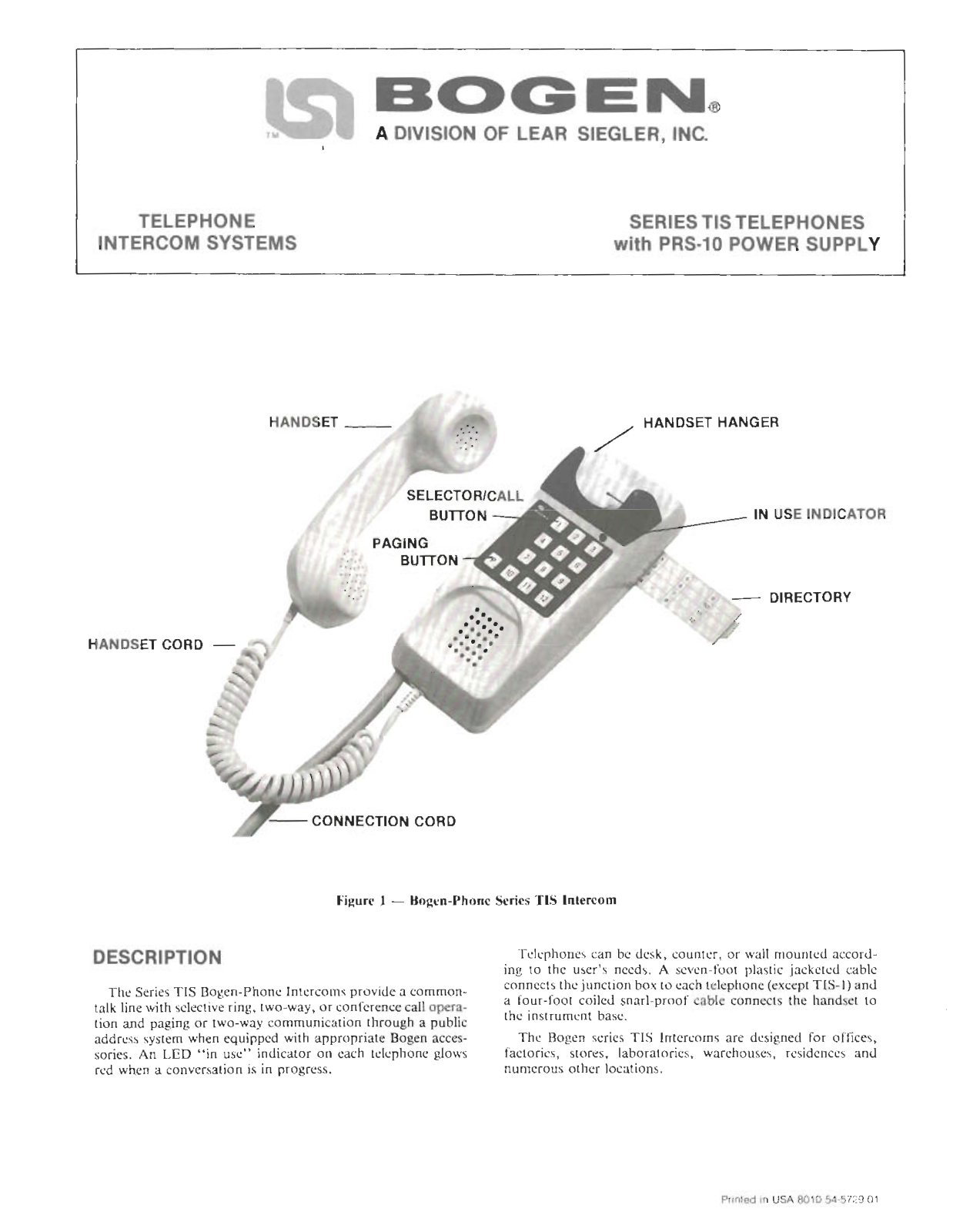 Bogen TIS12, TIS8, TIS4, TIS1 Service Manual