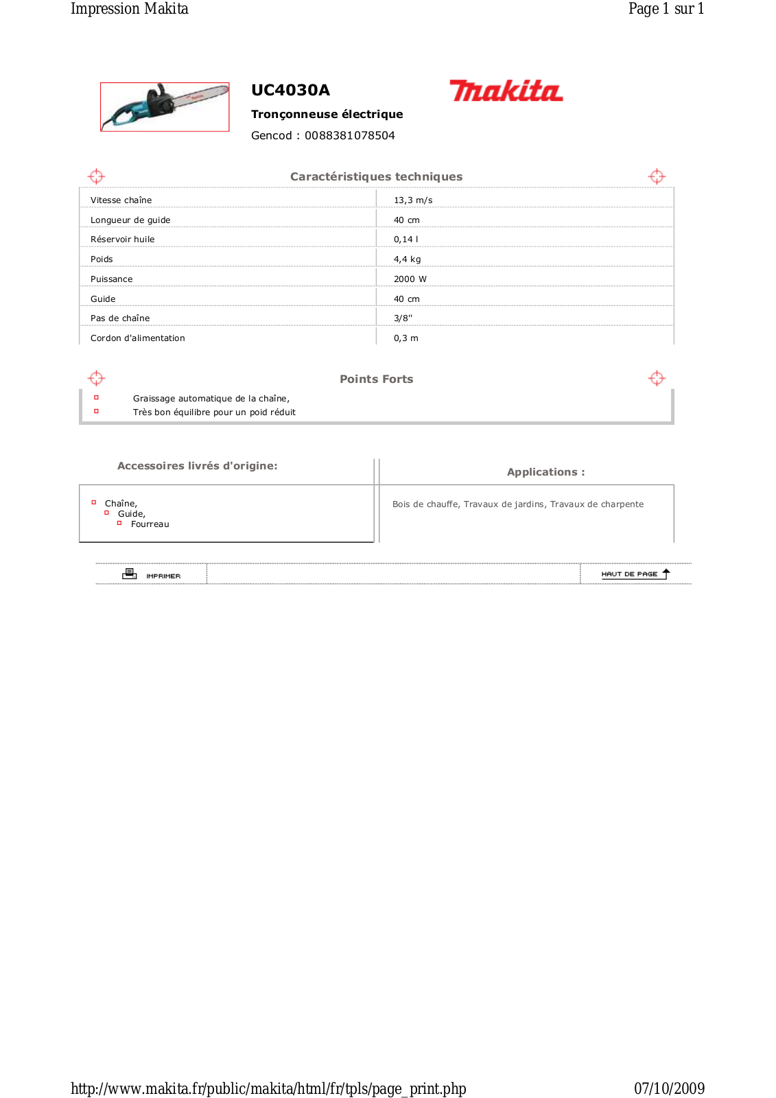 Dolmar UC4030A Technical Description