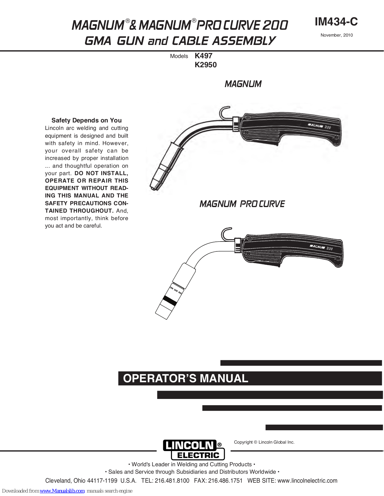 Lincoln Electric MAGNUM 200, MAGNUM PRO CURVE 200 Operator's Manual