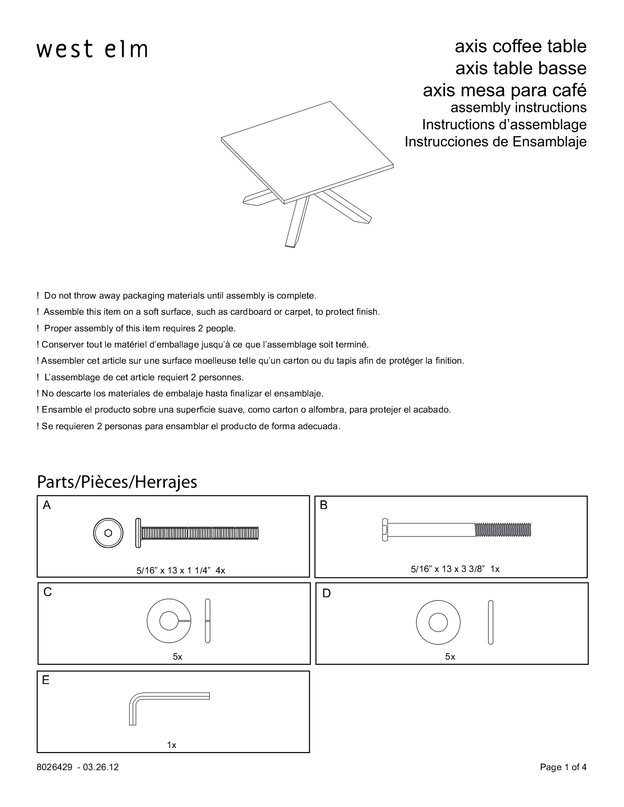 West Elm Axis Coffee Table Assembly Instruction