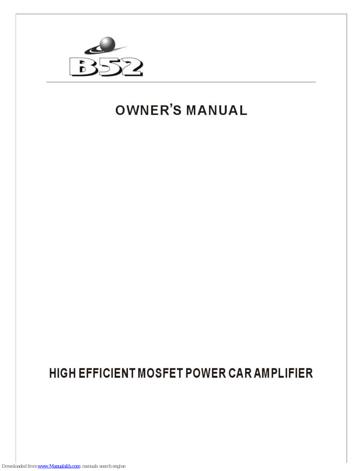 B52 ZL4140, ZL4240 Owner's Manual