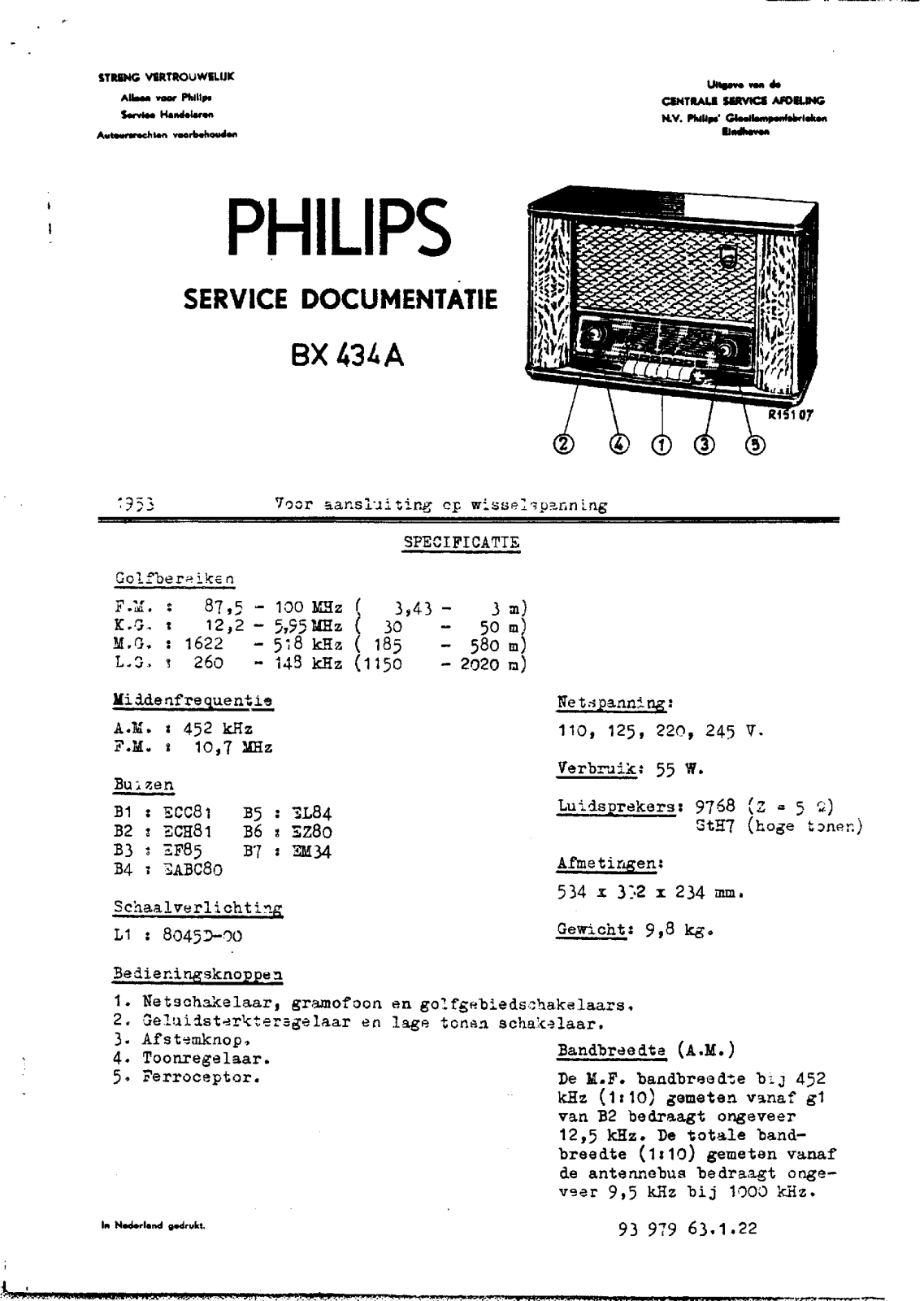 Philips BX434A Service Manual