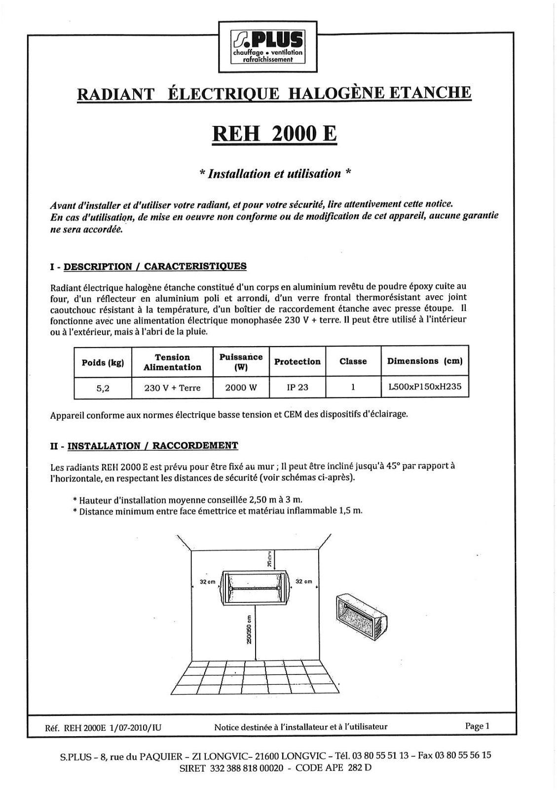 S.plus REH 2000 E User Manual