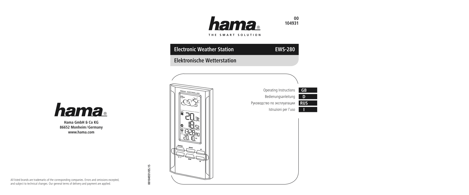 Hama EWS-280 User Manual