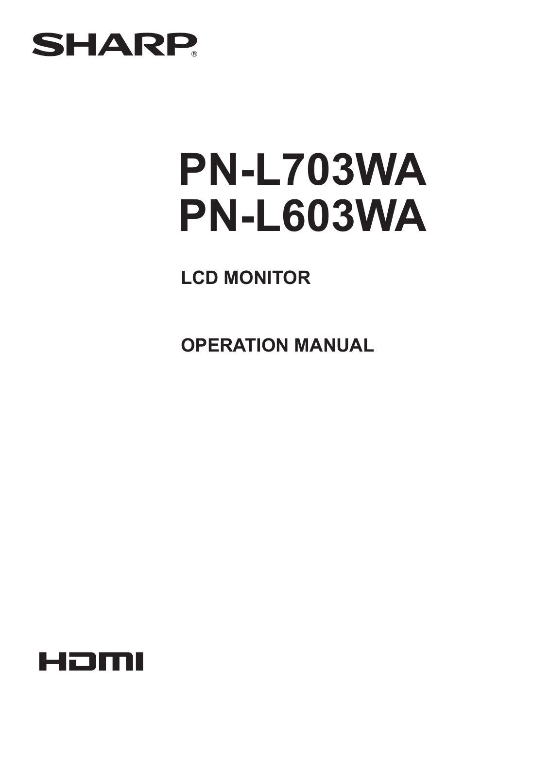 Sharp PN-L703WA, PN-L603WA User Manual