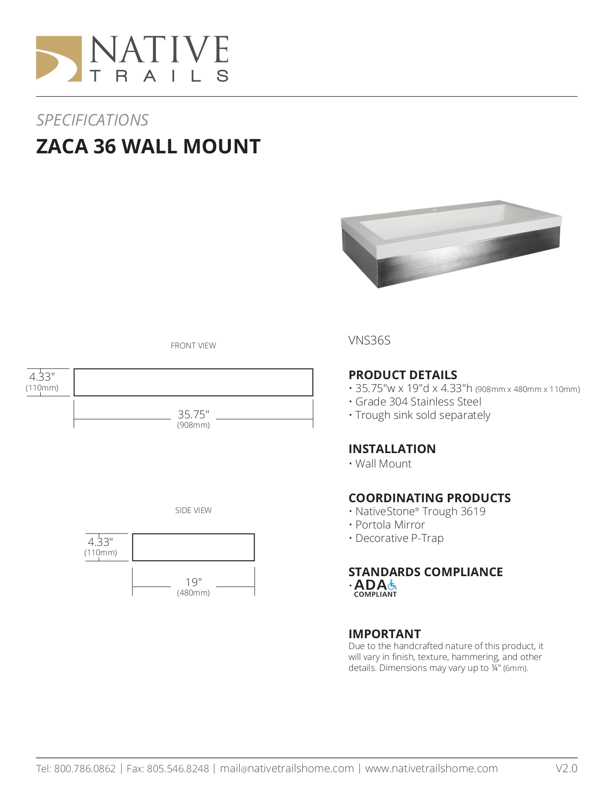 Native Trails XNT36238 Specifications - ManualMachine.com