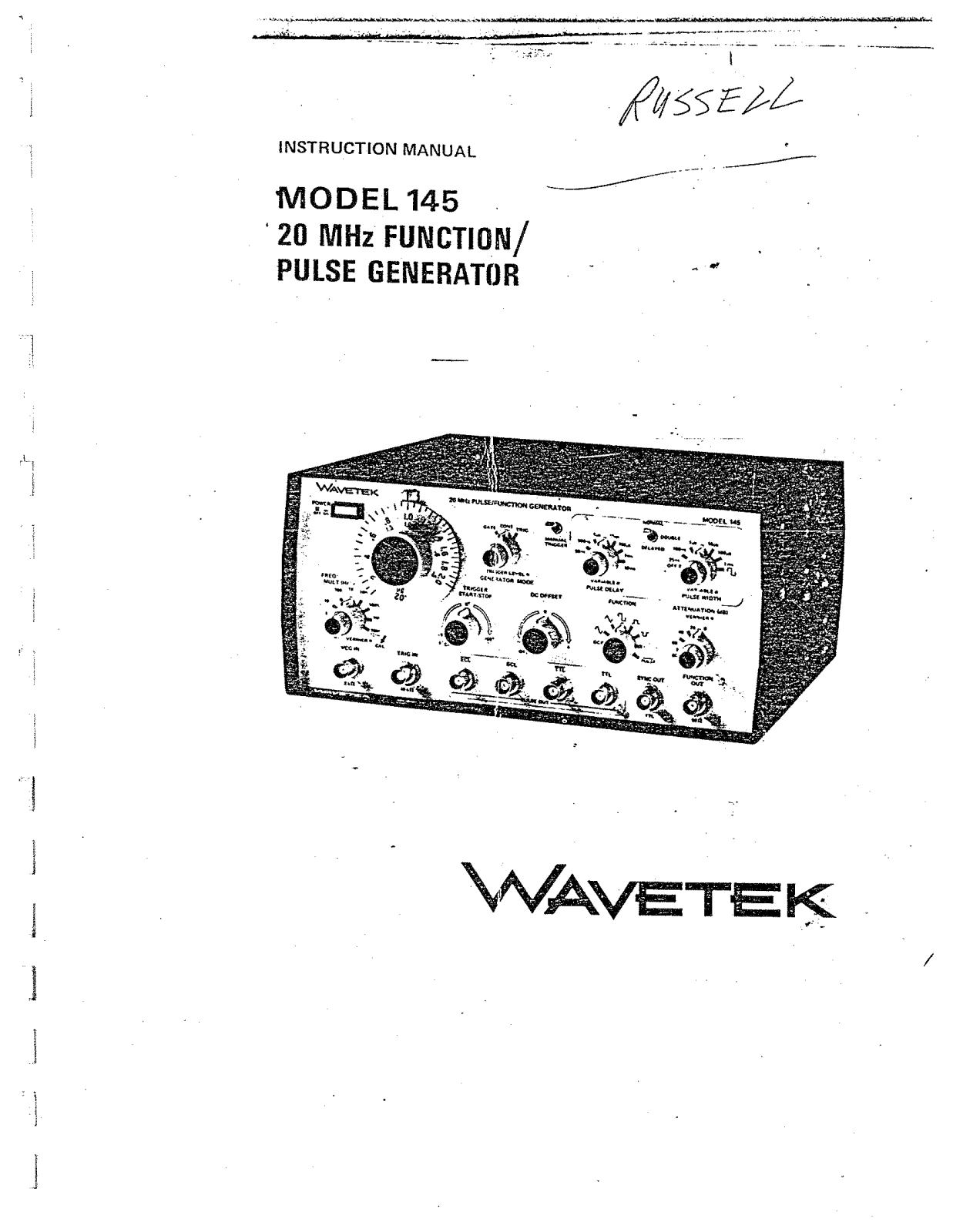 Wavetek 145 User Manual